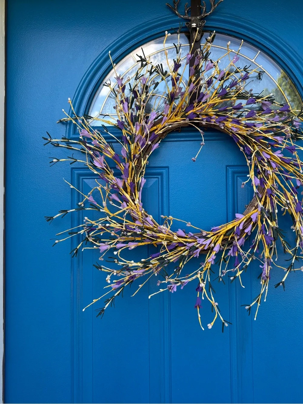Lavender Spring Farmhouse Twig Wreath Front Door Decor